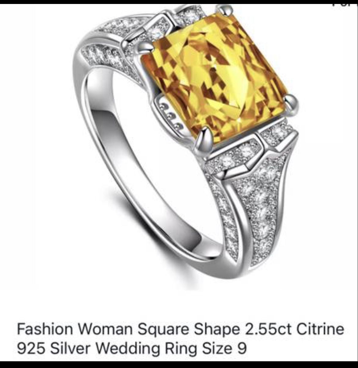 Sterling silver ring citrine size 9