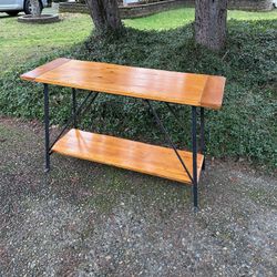 Entryway table solid wood and iron frame
