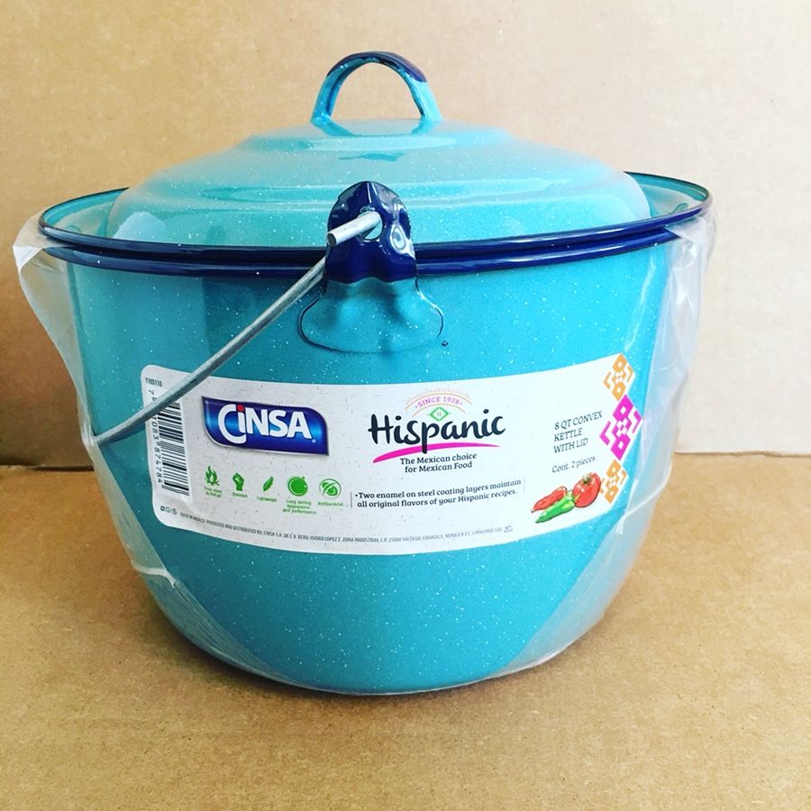 Olla de Peltre Azul - Convex Kettle with Lid Turquoise
