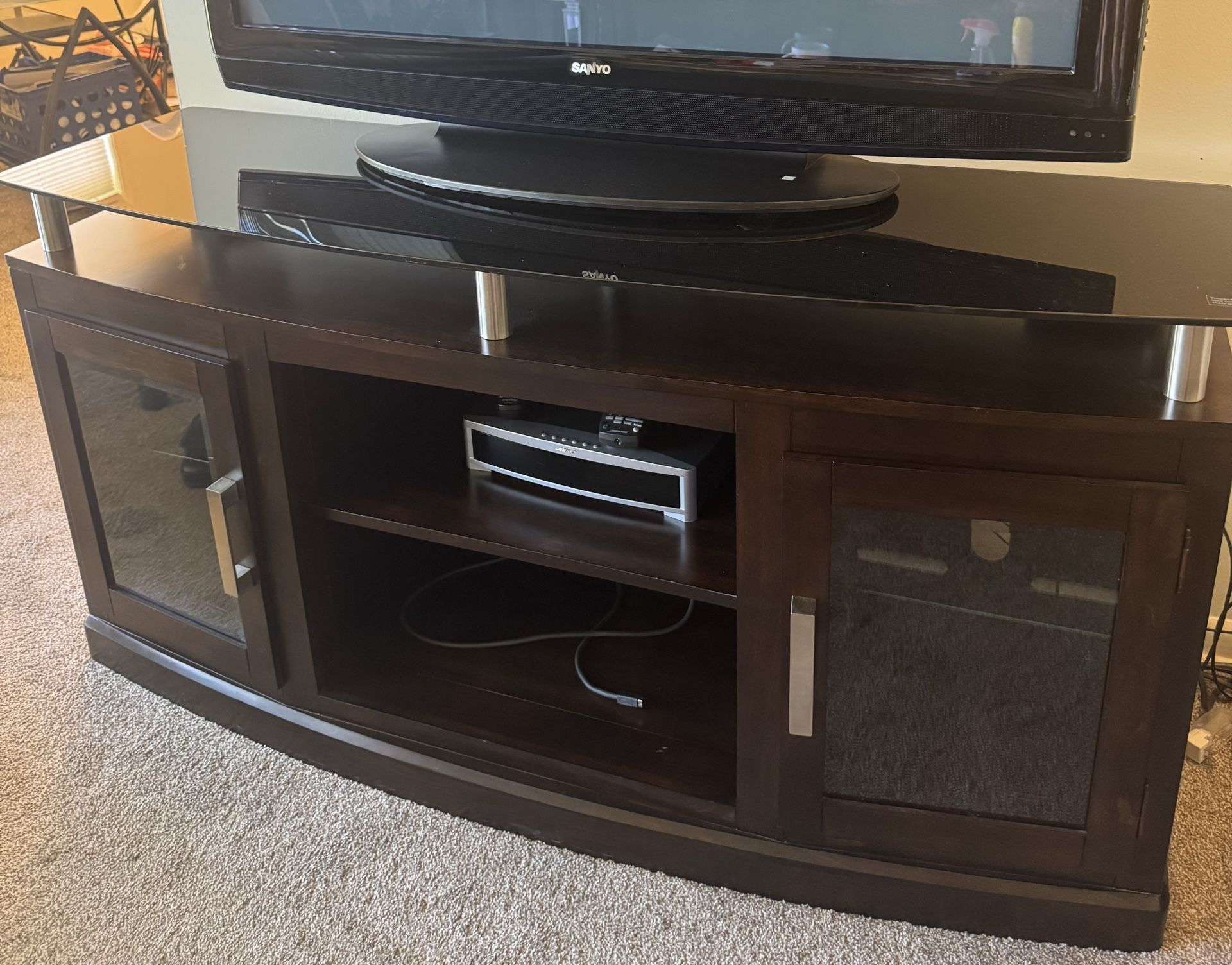 Television Stand Brown Oak Wood