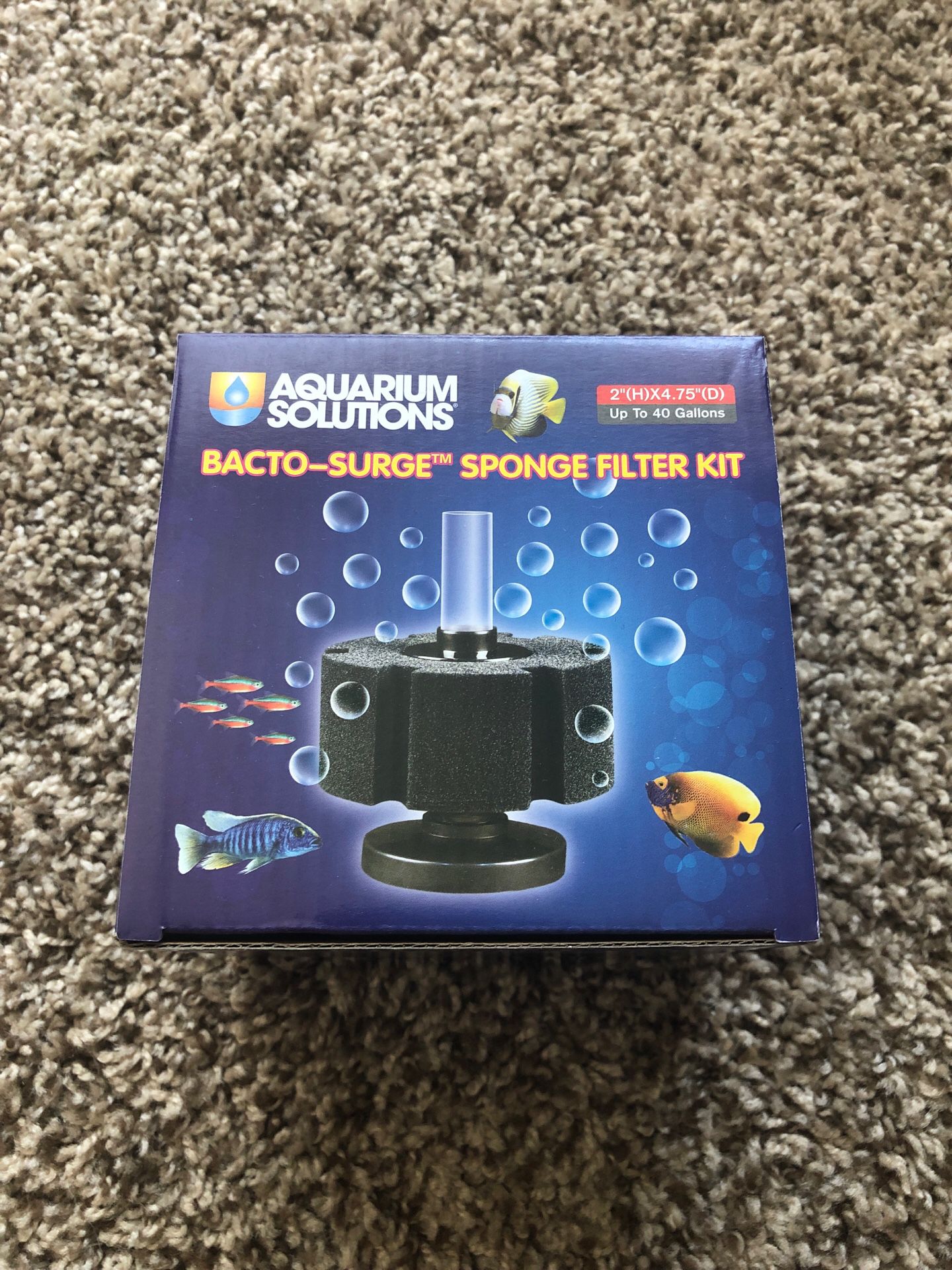 Aquarium Solutions Bacto-Surge Sponge Filter Kit 2”x4.75”