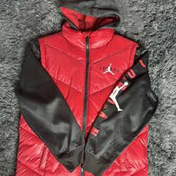 Jordan air red and black jacket vest boys size large 12-14 years