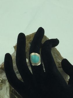 925 STER Silver Turquoise Ring 5.75