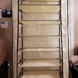 10-Tier Portable Shoe Rack with Fabric Cover