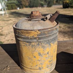 Vintage 11" Delphos Metal Gas Can with Spout Rustic Farmhouse Industrial Decor