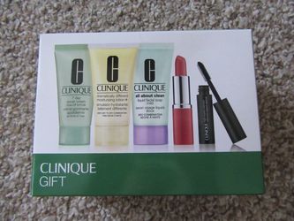 NEW CLINIQUE 5pc Gift Set: Facial Soap, Lotion, Eyeliner, Mascara, Lipstick NIB