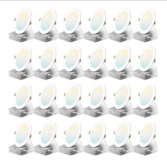 Amico 24 Pack 6 Inch 5CCT LED Recessed Ceiling Light with Junction Box