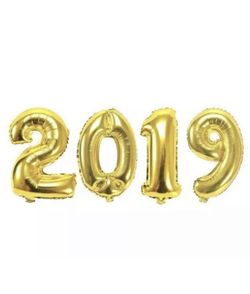54” 2019 number balloons in gold