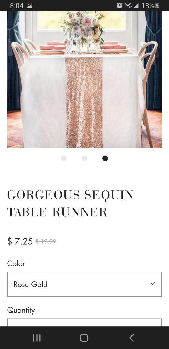 Rose Gold Table Runners 