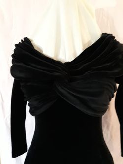 Formal long black velvet knit dress - size Xsmall