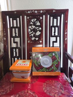 "Enjoy the Fiesta" themed tortilla server and 3- containers Set