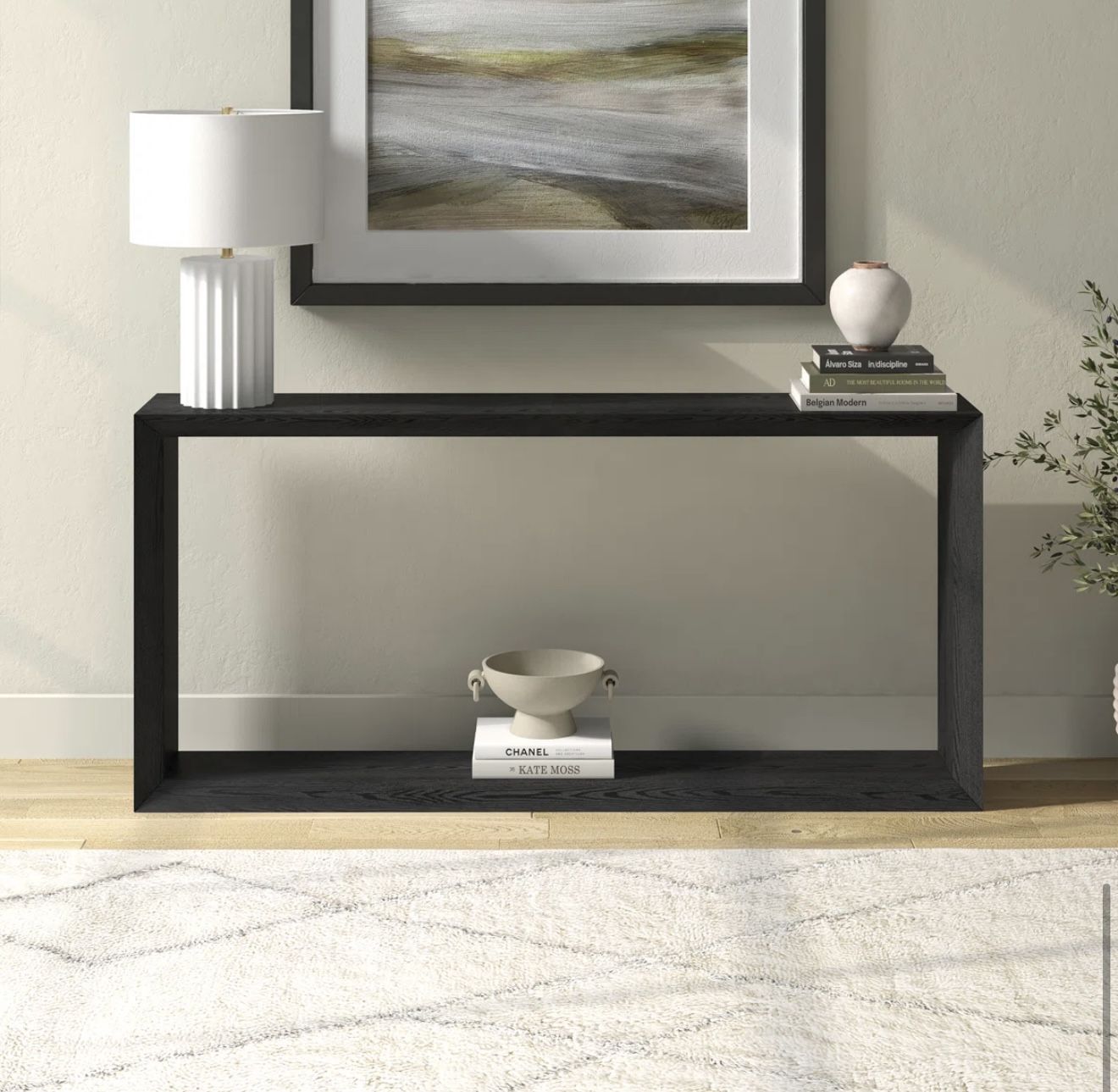 New 64” wide rectangular console table black