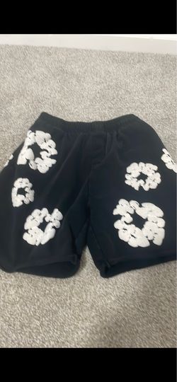 Black denim tier shorts