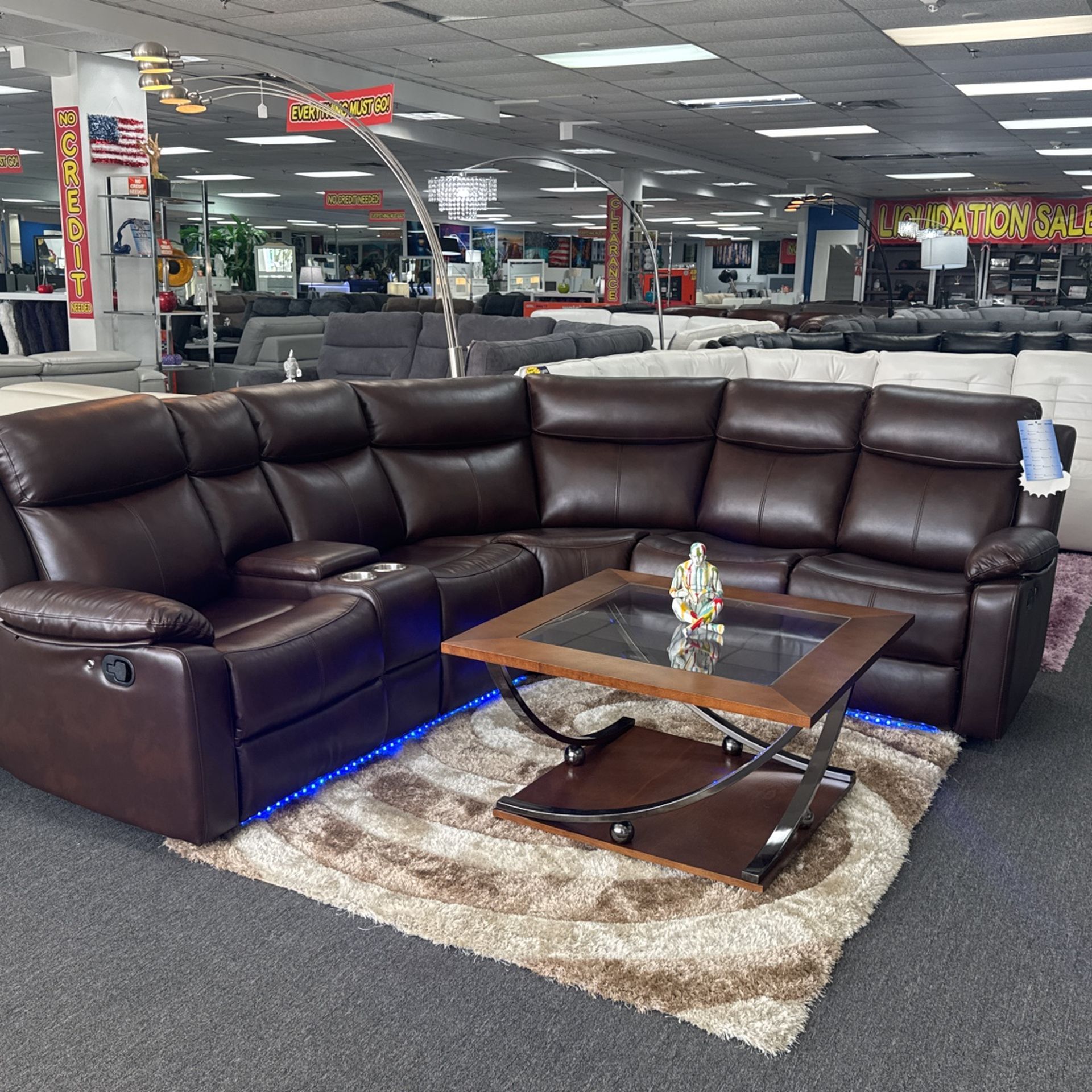 Amazing Deal👍Gorgeous Chocolate Reclining Sectional Available In Black&Grey $999