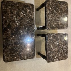 3-Piece Marble Top Coffee & End Table Set 
