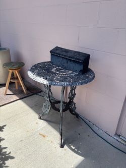 Vintage mailbox and table