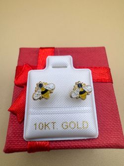 Aretes  abeja  Oro 10k para Bebé