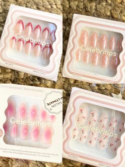 Celebritips Press-On Nails Short Almond Pre-Designed for Finger