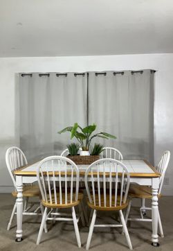 Country Farmhouse Dining Table With 6 Windsor Chairs / Comedor de 6 Sillas 