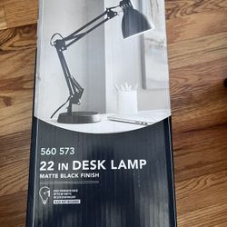 Hampton Bay 22" Matte Black Adjustable Arm Desk Lamp Metal