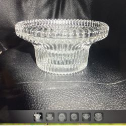 2.5" h Clear Vtg Molded Ribbed Glass 5 Way Size Candle Holder .5- 3.75" Diameter