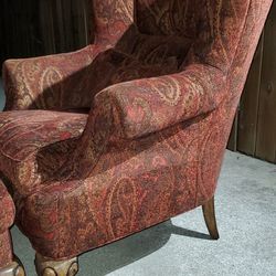 Wingback style chair with ottoman