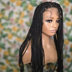 30" Full Lace Braided Wig for Black Women 30 Inch Pre Plucked Knotless Squrare Part Box Braid Twist Locs Wig with Baby Hair