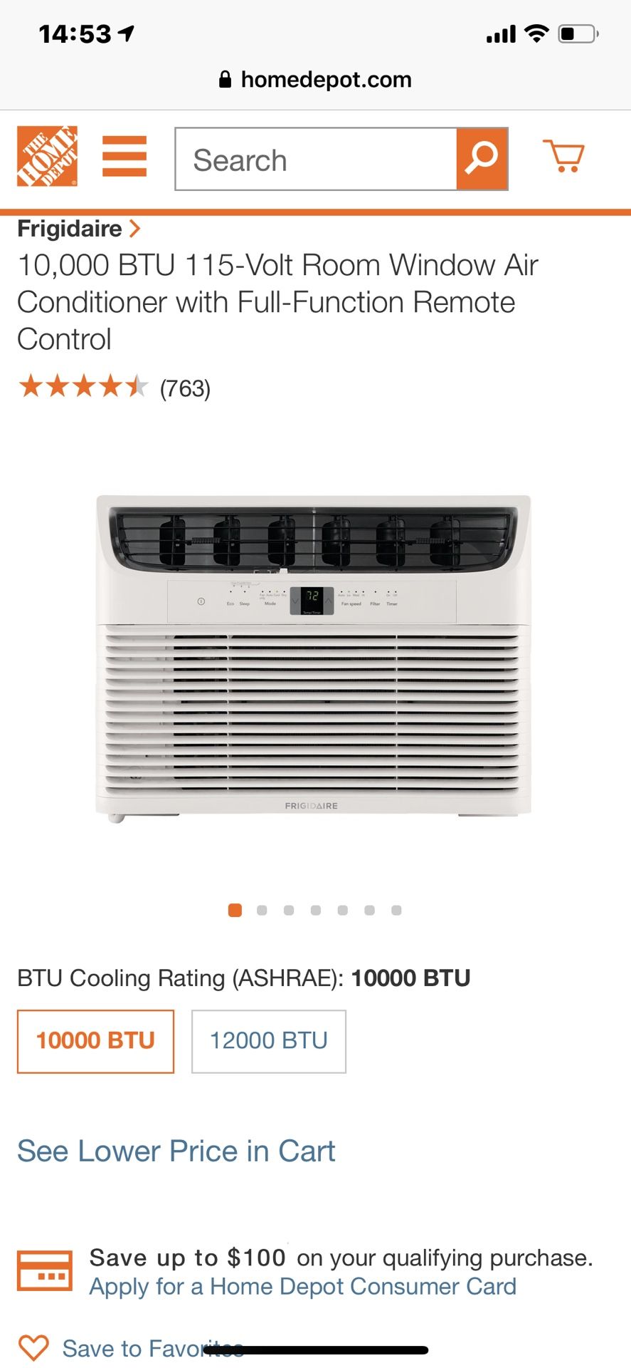 10,000 BTU 115-Volt Room Window Air Conditioner with Full-Function Remote Control
