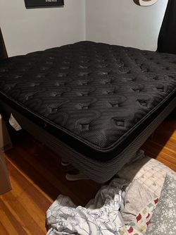 Black Pillow Top Mattress with Box Spring