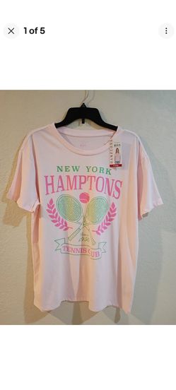 Hamptons Destinations Tennis Club Short Sleeve Graphic Tee  Pink T-Shirt XL