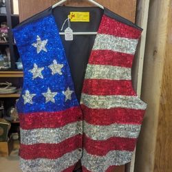 Vintage XXXL Sequin Flag Vest 