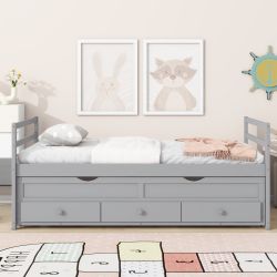 Lofoten Twin Size Bed with Trundle and 3 Drawers