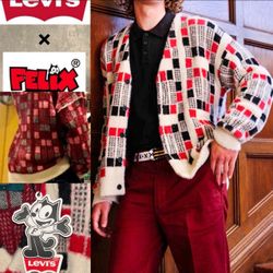 LEVI'S X FELIX The Cat LIMITED-EDITION vintage inspired boxy checkered cardigan