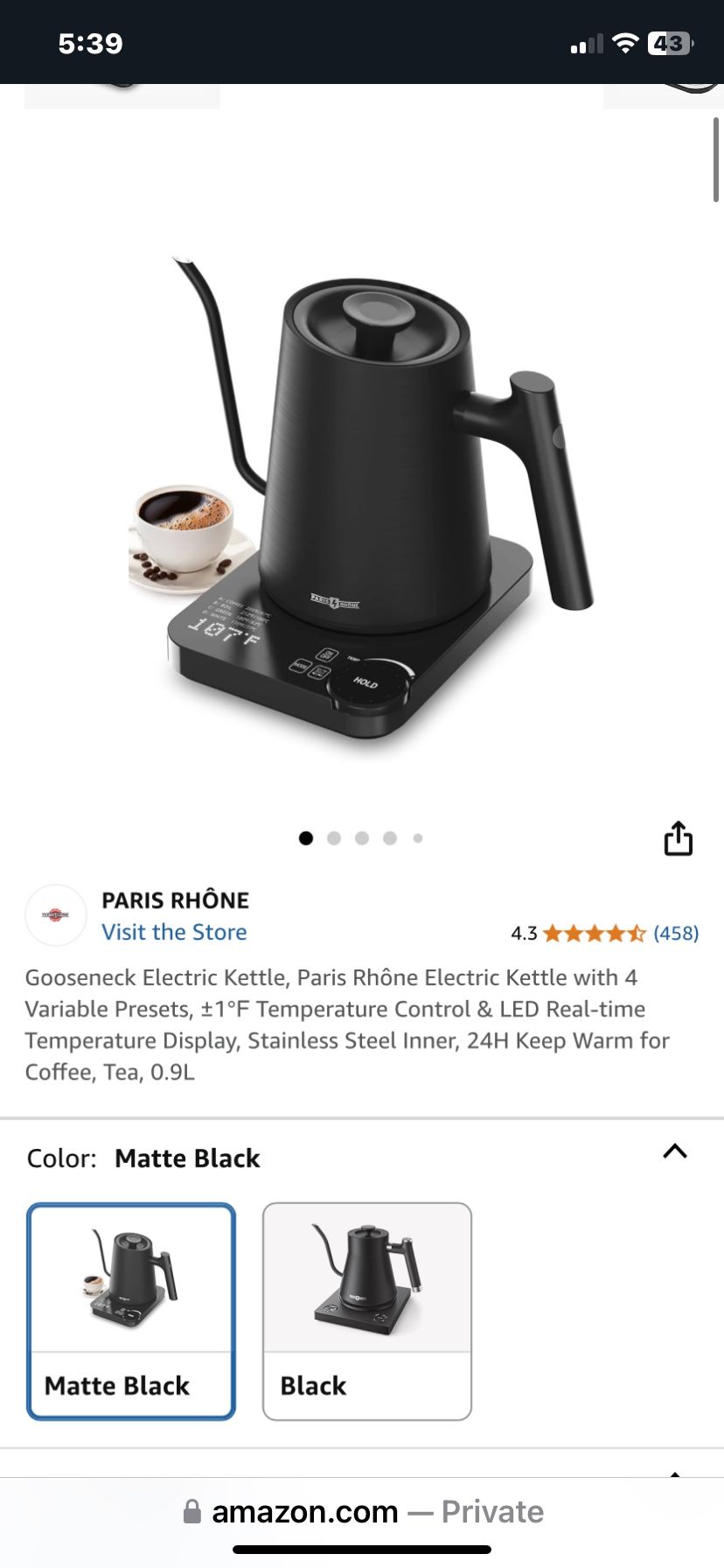 Paris Rhône Electric Kettle - $70