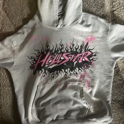 HELLSTAR PINK ON GRAY HOODIE 