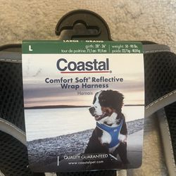 COASTAL PET COMFORT SOFT REFLECTIVE WRAP ADJUSTABLE DOG HARNESS - BLACK LARGE - 28-36" GIRTH - (1" STRAPS)