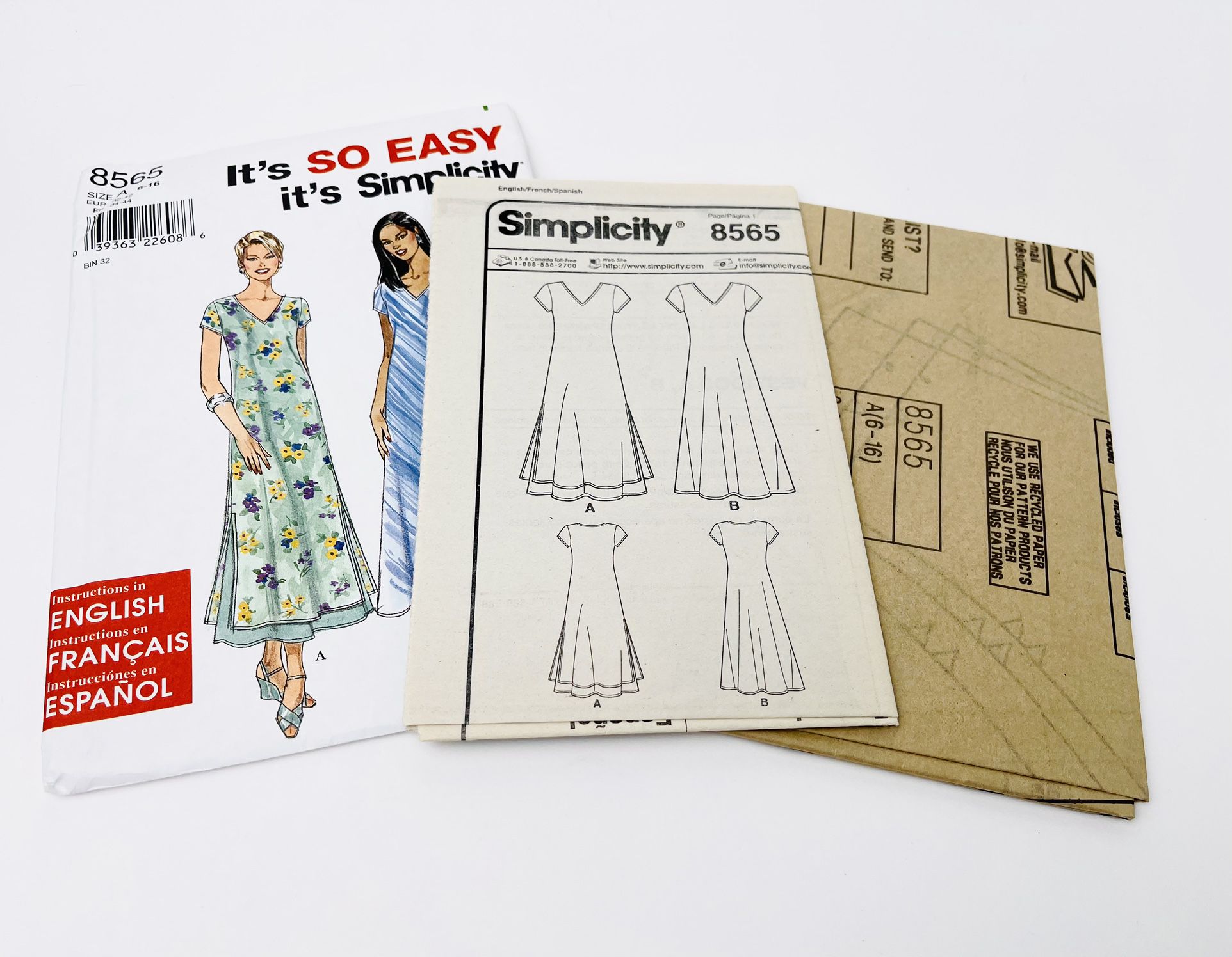 8565 Simplicity 90's Vintage Misses Dress Sewing Pattern Sizes 6 8 10 12 14 16
