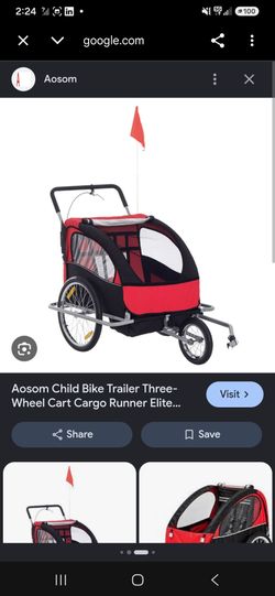 Aosom Child Bike Trailer Three-Wheel Stroller