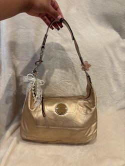 Coach Gold Metallic Signature Shoulder Bag
