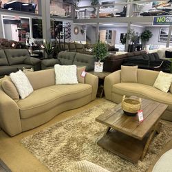 Carmel Mocha Bouclé Living Room Set / 2pc
