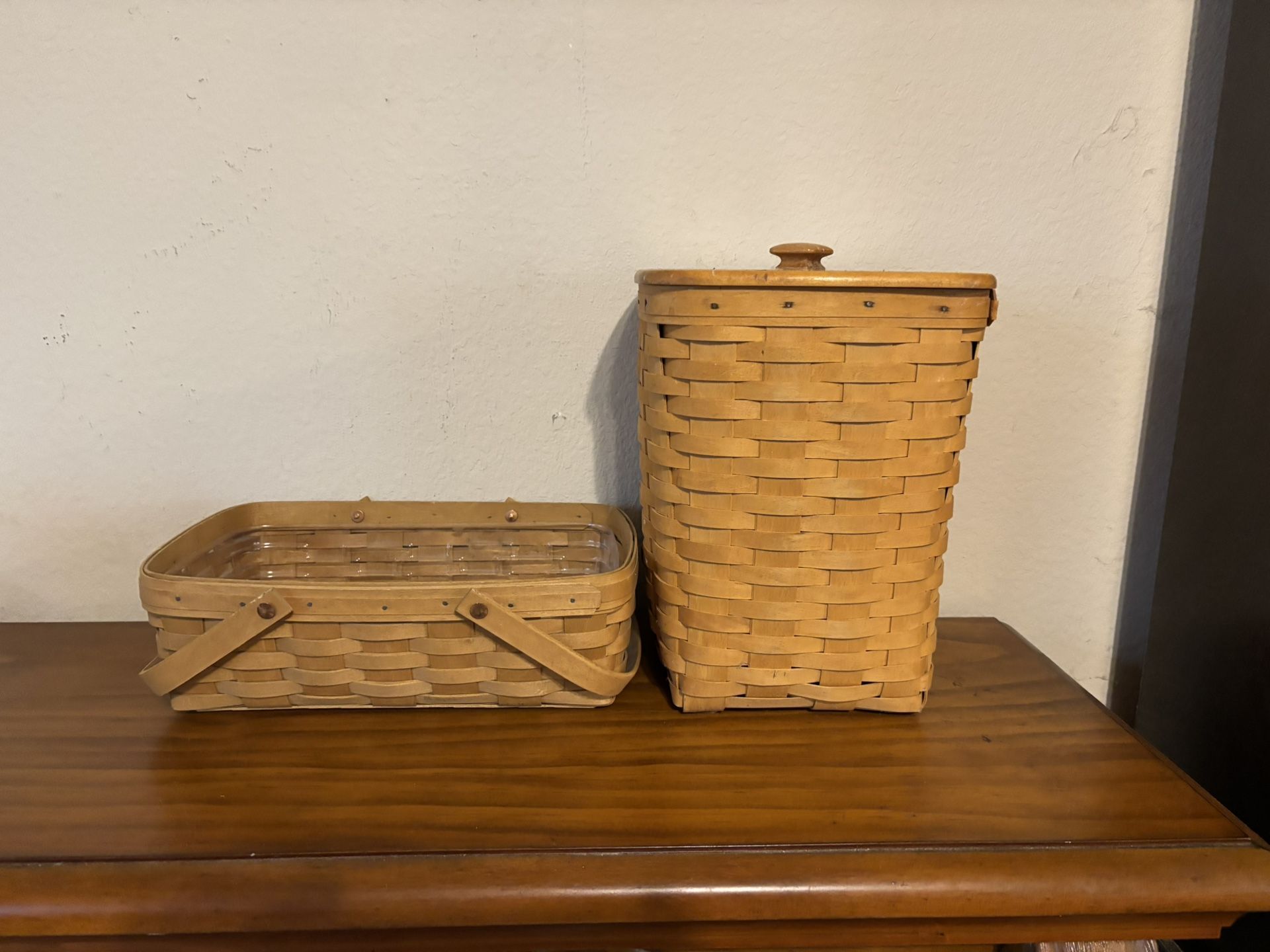 2 Longaberger Baskets ( One With Lid)
