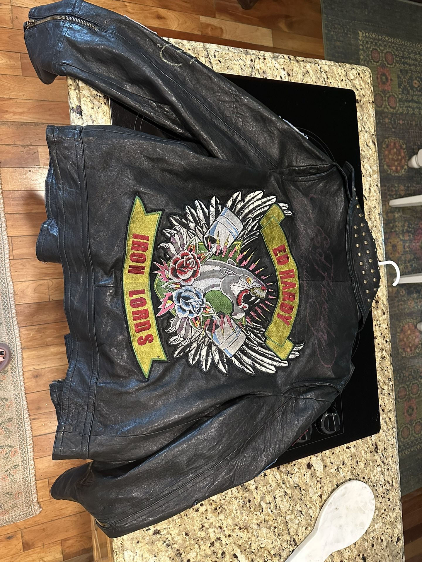 Vintage Ed Hardy Leather Moto Jacket