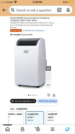 Black+Decker 14000 BTU Portable Air Conditioner BPACT14WT NEW!