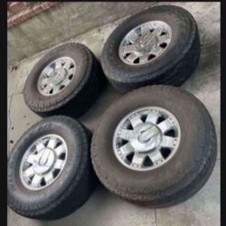 4 - 35x12.50r17LT 8x6.5 8x165.1 Stock Hummer H2 Chrome Rims Wheels Tires!!