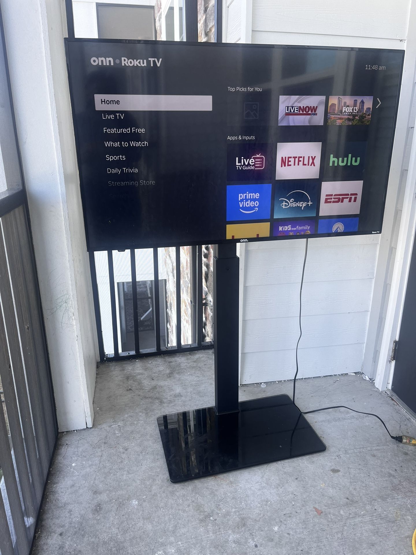 Fitueyes Floor TV Stand w/ Glass Shelves – Like New! Holds 32"–65" TVs – $40