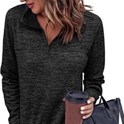 Brand New Size Small Aleumdr Women Casual Long Sleeve 1/4 Zipper Color Block Sweatshirts Stand Collar Pullover Tunic Tops With 