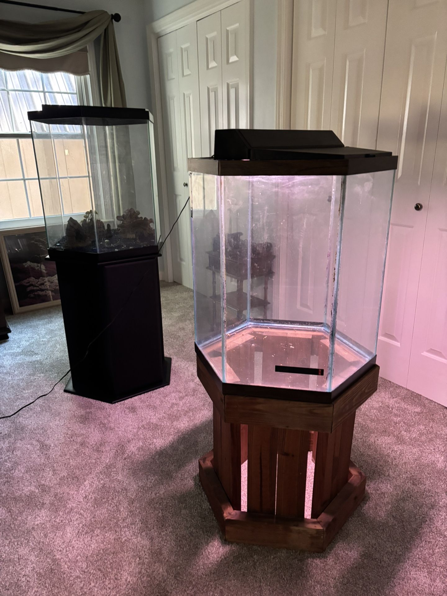 35 Gallon Hexagonal Fish Tank W/ Hood & Stand