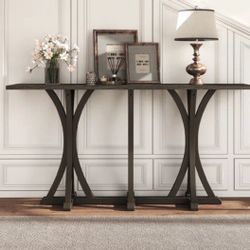 63” Console Table Solid Oak
