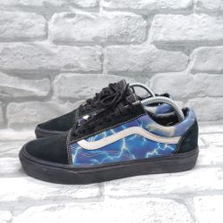 Vans Old Skool Blue Lightning Print Skate Shoes Mens Size 9 /Women's Size 10.5