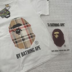 White Burberry Ape Tee